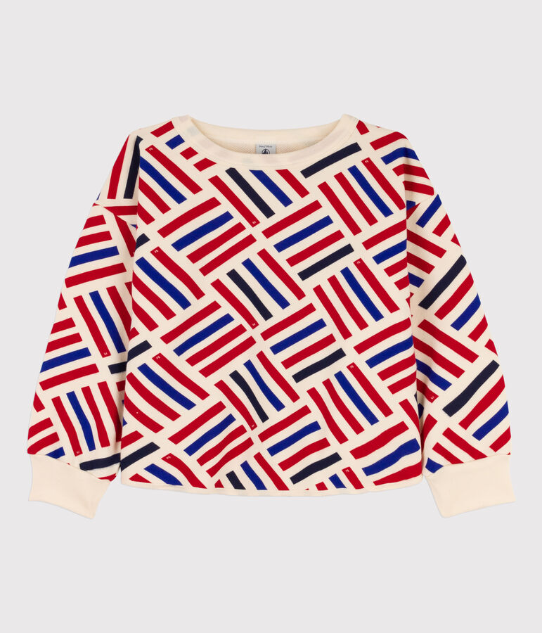 Sudadera estampada de mulet&oacute;n de ni&ntilde;a / ni&ntilde;o crudo/multicolor