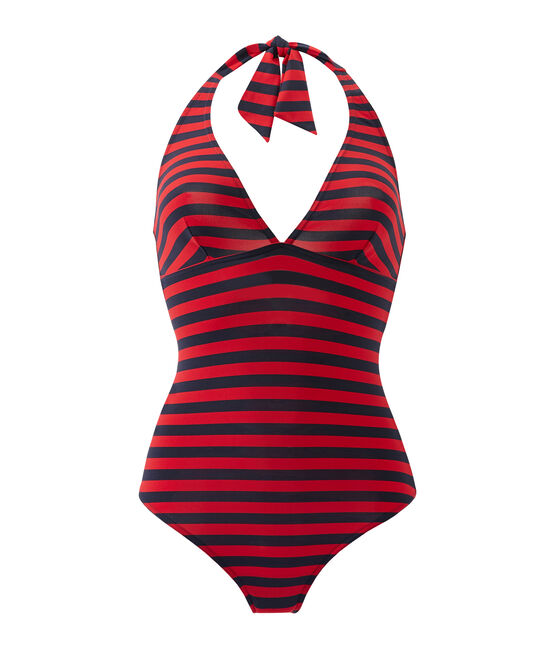 Traje de baño para mujer a rayas marineras azul SMOKING/rojo TERKUIT