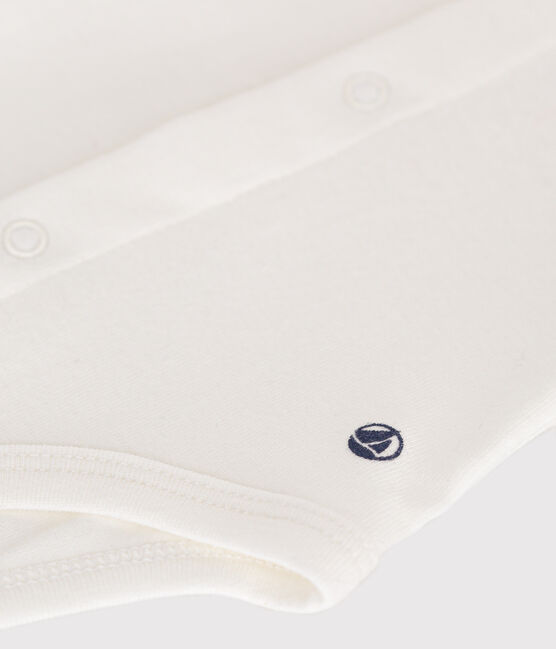 Bodi de manga corta con cuello isabelino de bebé blanco MARSHMALLOW