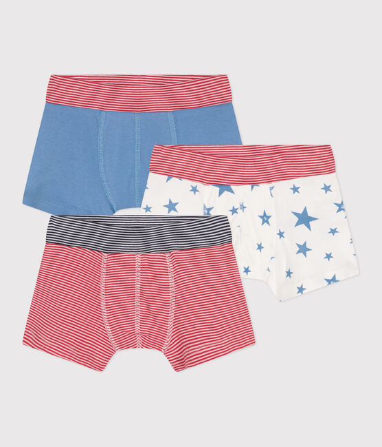 Juego de 3 bóxeres infantiles de algodón estampado con cintura recubierta y estampado de estrellas variante 1