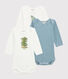 Lote de 3 bodis de manga larga para bebé niño Petit Bateau x Deyrolle
