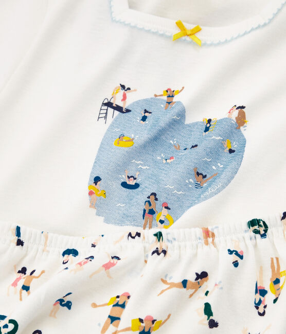 Pijama corto de punto para niña blanco MARSHMALLOW/blanco MULTICO