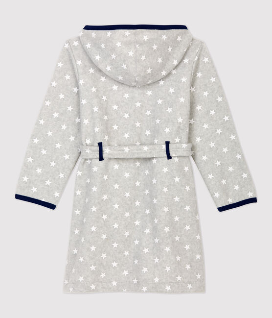 Bata de estrellas de niña/niño de tejido polar gris BELUGA/blanco ECUME