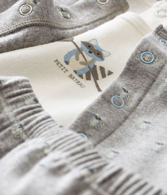 Conjunto de tres piezas estampado para bebé niño gris SUBWAY/blanco MULTICO