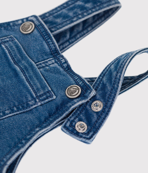 Peto largo de tejido denim con elastano para beb&eacute; azul