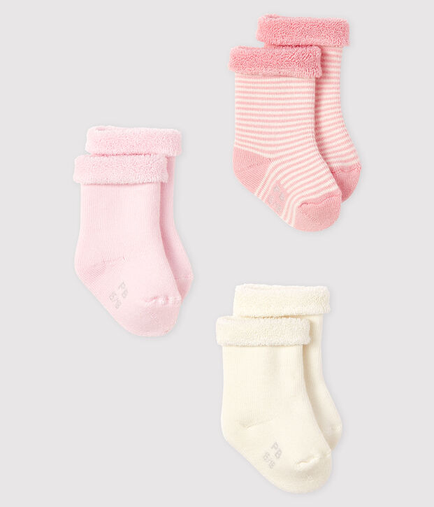 Tres calcetines de beb&eacute; de jersey multicolor