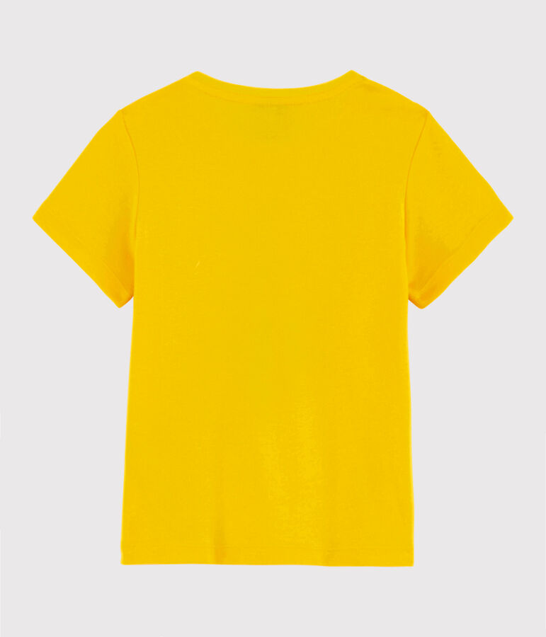 Camiseta de manga corta de algod&oacute;n de ni&ntilde;a amarillo