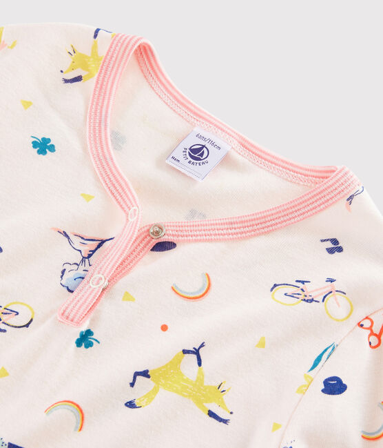 Camisón con estampado de fantasía de niña de punto rosa FLEUR/blanco MULTICO