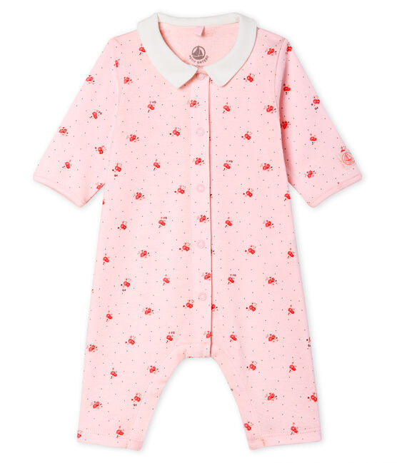 Pelele sin pies de punto para bebé rosa VIENNE/blanco MULTICO