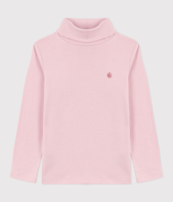Camiseta infantil de cuello alto de algodón rosa JOLI