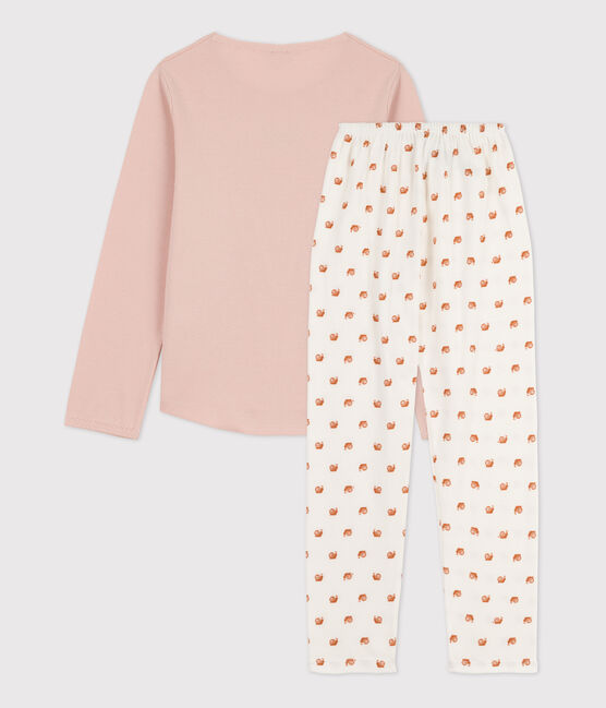 Pijama de algodón para niña rosa SALINE/blanco MULTICO