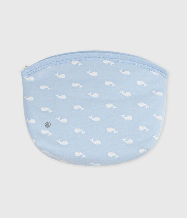 Bolsa de mano de algod&oacute;n con estampado de ballenas para beb&eacute; azul/blanco