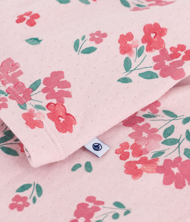 Pijama infantil de t&uacute;bico con estampado de flores rosa/multicolor