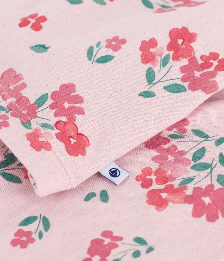 Pijama infantil de t&uacute;bico con estampado de flores rosa/multicolor