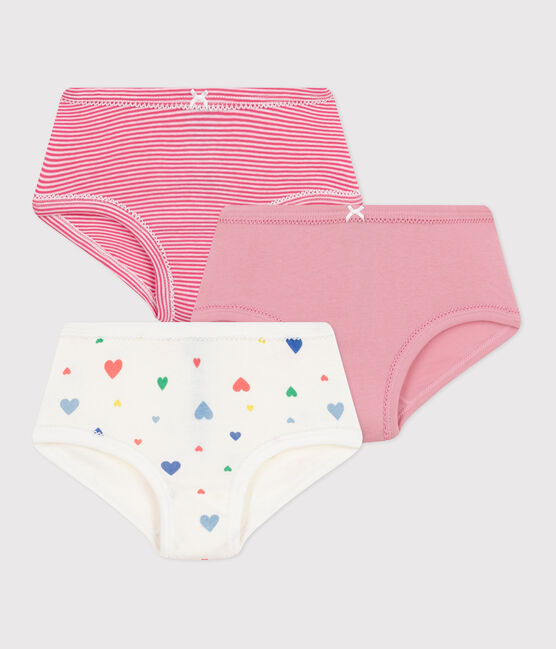 Juego de braguitas infantiles de algodón de talle alto con estampado de corazones variante 1