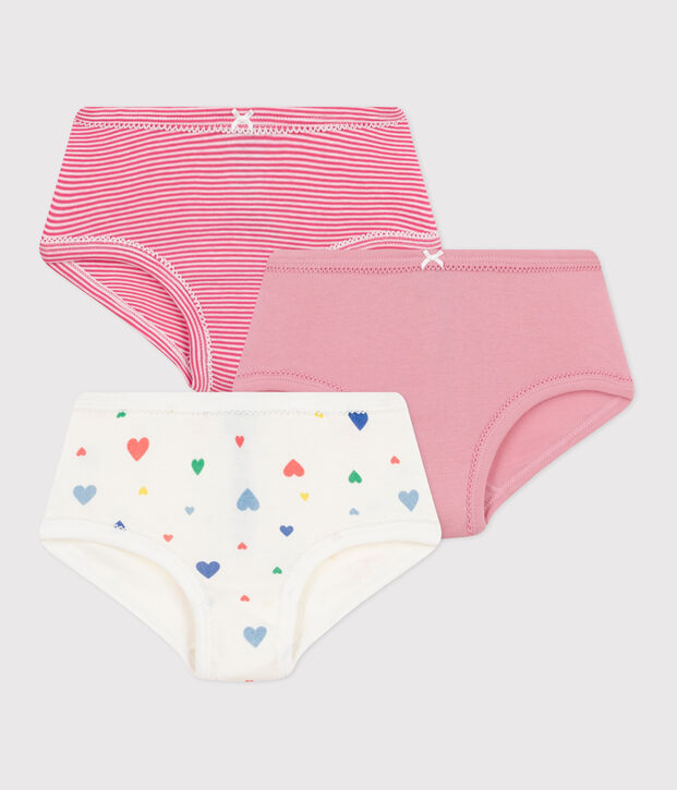 Juego de braguitas infantiles de algod&oacute;n de talle alto con estampado de corazones multicolor