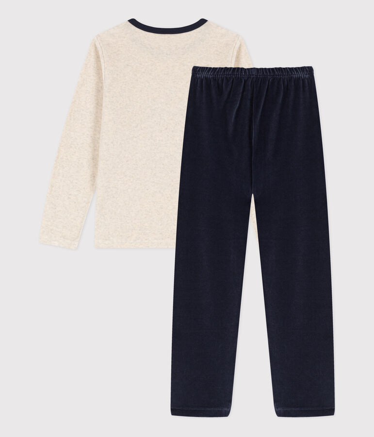 Pijama con zorro de ni&ntilde;o/ni&ntilde;a de terciopelo azul/multicolor