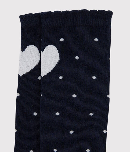 Calcetines altos para bebé niña azul SMOKING/blanco MARSHMALLOW