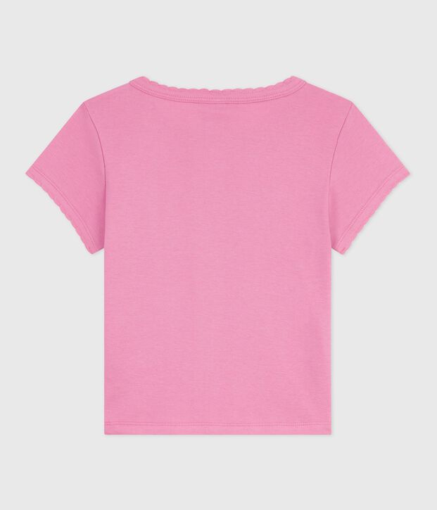 Camiseta infantil estampada de manga corta rosa