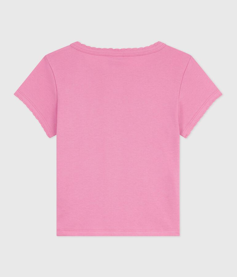 Camiseta infantil estampada de manga corta rosa
