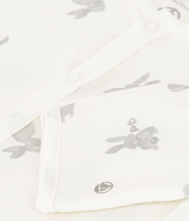 Mono saco de algod&oacute;n estampado blanco/gris