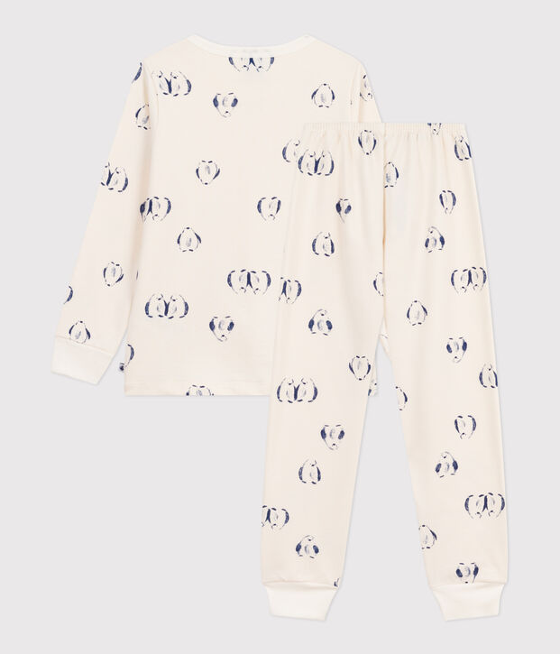 Pijama infantil de felpa con estampado de ping&uuml;inos azul/azul