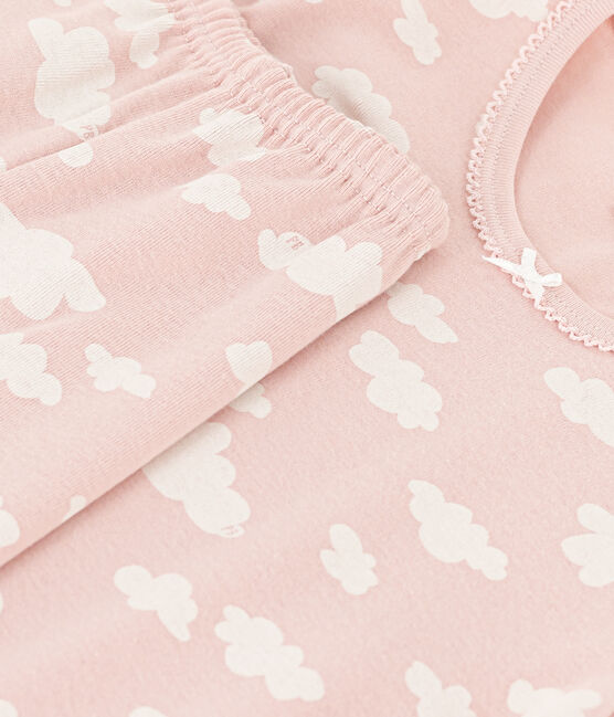 Pijama corto de algodón con nubes para niña SALINE/ MARSHMALLOW