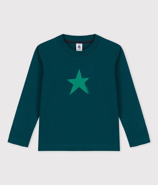 Camiseta de algodón de manga larga para niño verde PINEDE