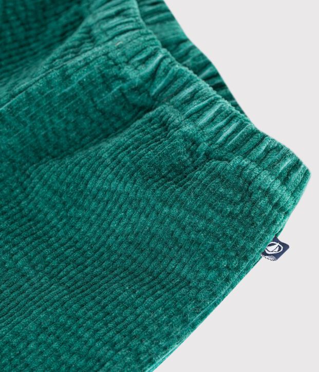 Pantal&oacute;n de terciopelo liso para beb&eacute; verde