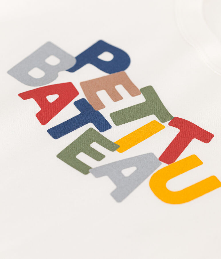 Camiseta de manga corta de punto fino para ni&ntilde;o blanco