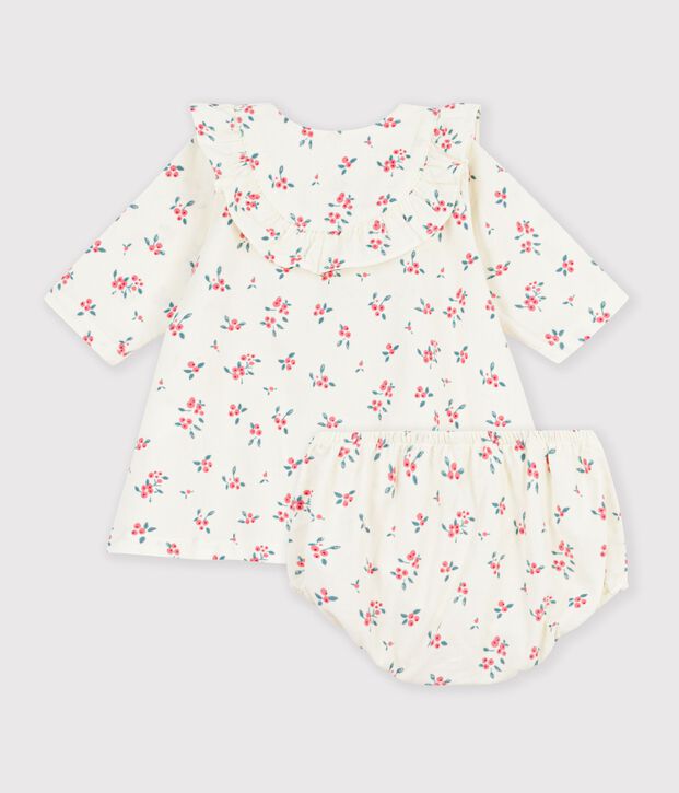 Vestido de algod&oacute;n con estampado de flores para beb&eacute; crudo/multicolor