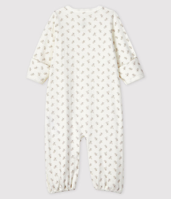 Mono estampado con conejitos de algodón ecológico para bebé blanco MARSHMALLOW/blanco MULTICO