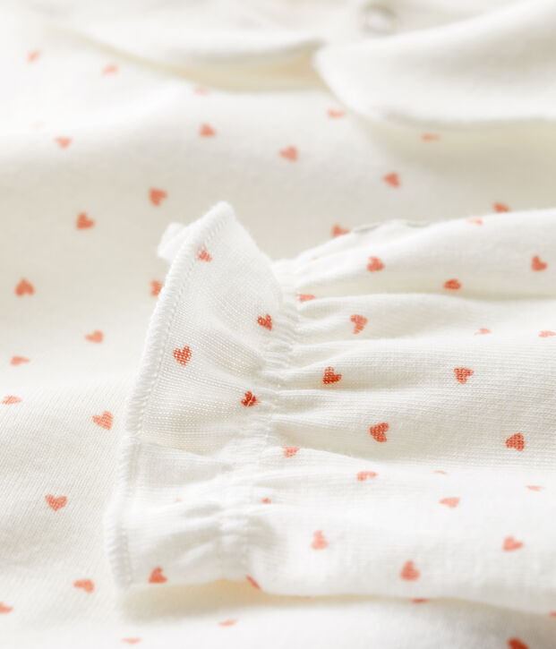 Pelele con corazoncitos de algod&oacute;n de beb&eacute; blanco/rosa