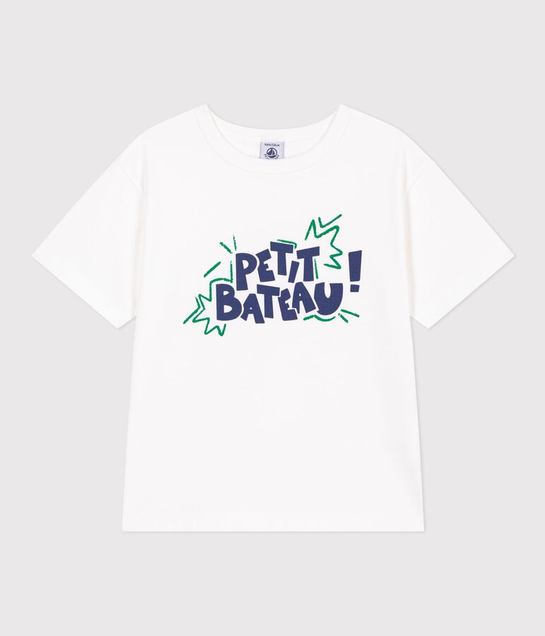 Camiseta infantil de manga corta de algod&oacute;n blanco MARSHMALLOW/blanco MULTICO