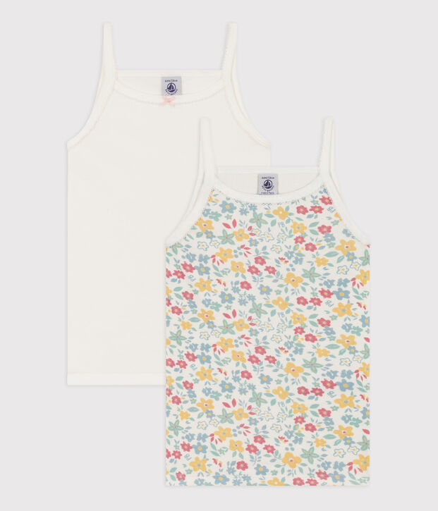 Juego de 2 camisetas de tirantes de algod&oacute;n con flores para ni&ntilde;a multicolor