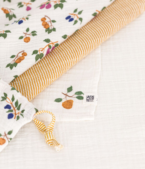 Juego de 3 muselinas para bebé con estampado de frutas y milrayas MARSHMALLOW/ BOUDOR/ MULTICO