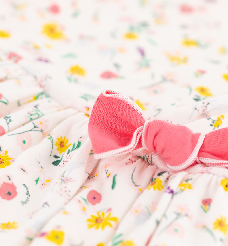 Vestido de manga corta de algod&oacute;n de ni&ntilde;a blanco/multicolor