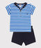 Conjunto de dos piezas de algodón con camiseta con cuello de uniforme para bebé azul PORCELANA/ SMOKING