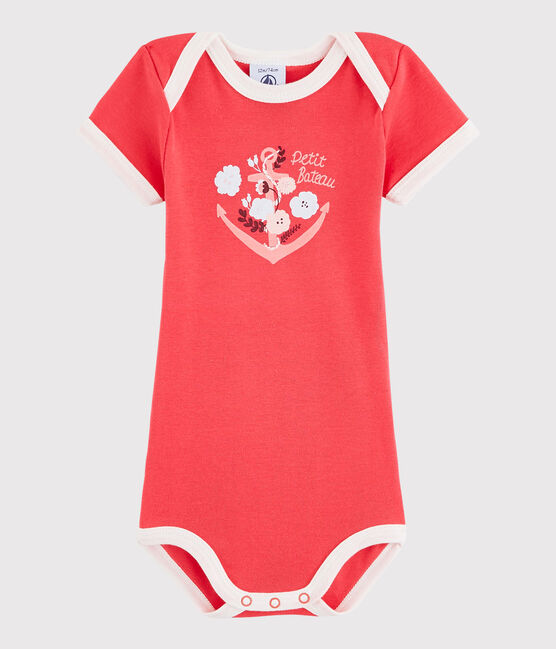 Bodi de manga corta de bebé niño rosa IMPATIENCE