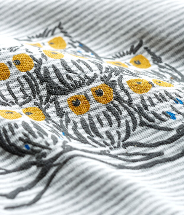 Camiseta de manga larga milrayas para beb&eacute; ni&ntilde;o gris/blanco