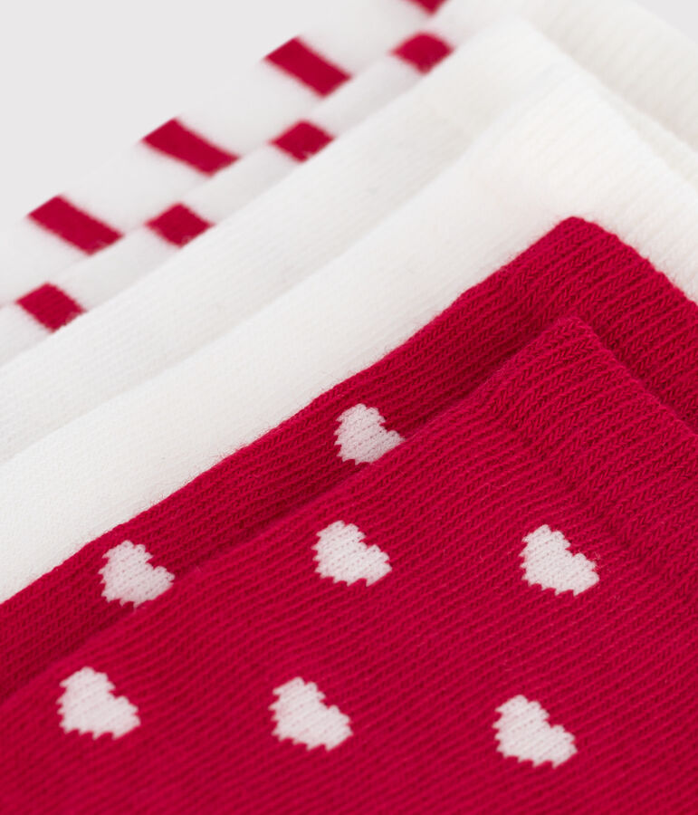 3 pares de calcetines infantiles de algod&oacute;n con estampado de corazones multicolor