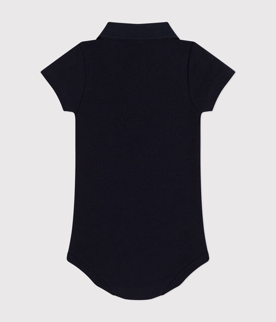 Body de algodón de manga corta con cuello de polo para bebé azul SMOKING