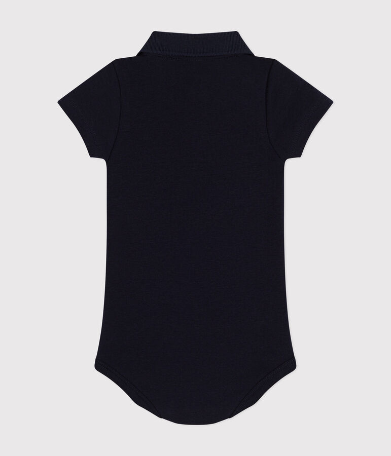 Body de algod&oacute;n de manga corta con cuello de polo para beb&eacute; azul