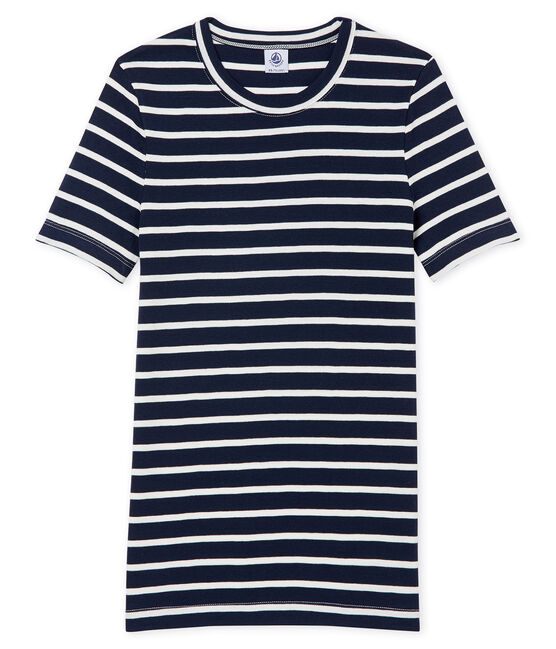 Camiseta a rayas para mujer de manga corta azul SMOKING/blanco MARSHMALLOW