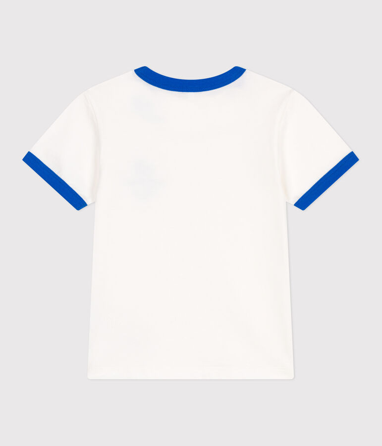 Camiseta infantil de manga corta de algod&oacute;n con estampado blanco