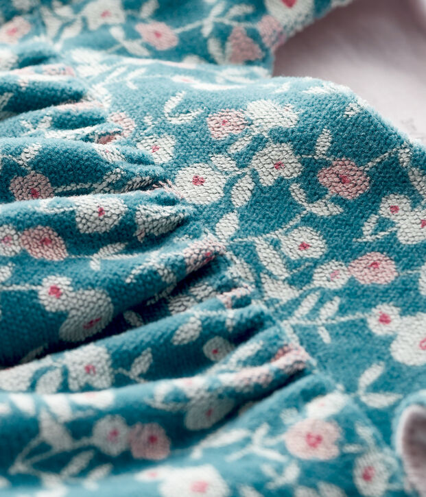 Vestido de terciopelo de manga larga con flores para beb&eacute; ni&ntilde;a verde/multicolor