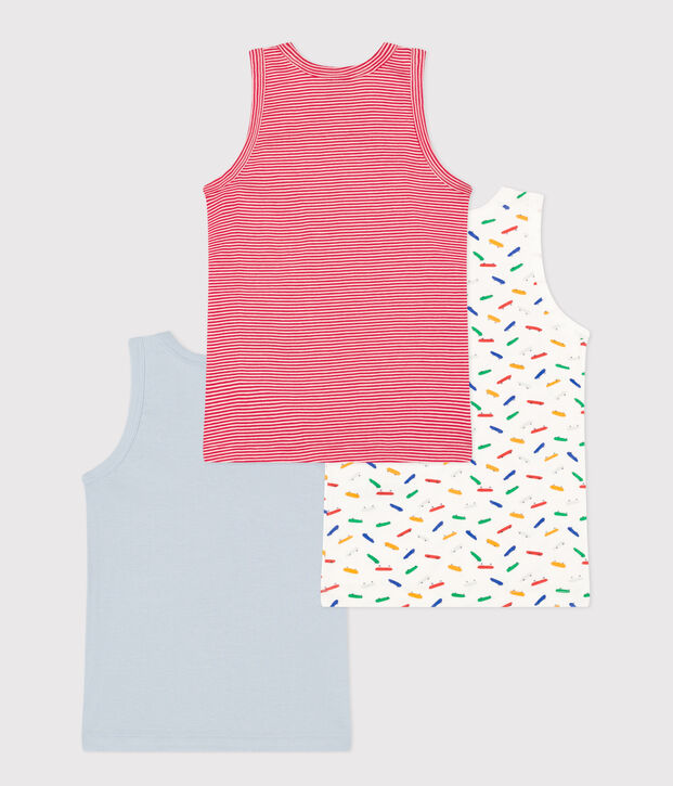 Juego de 3 camisetas infantiles de algod&oacute;n sin mangas con motivo de patinete multicolor