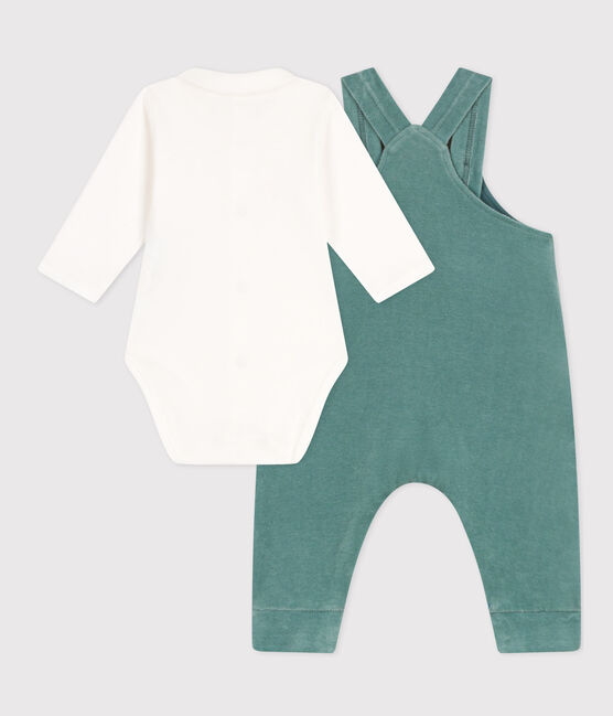 Conjunto de peto de terciopelo y body para bebé verde BRUT