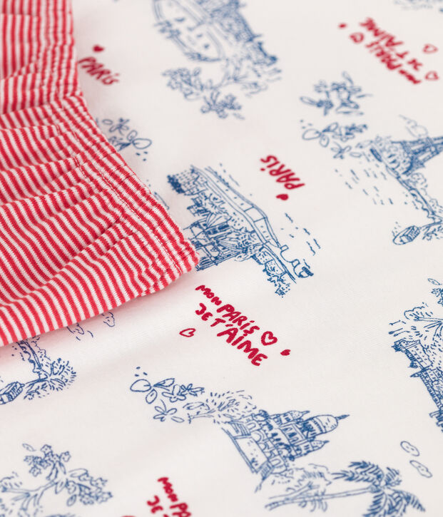 Pijama infantil corto de algod&oacute;n con estampado de Par&iacute;s blanco/multicolor