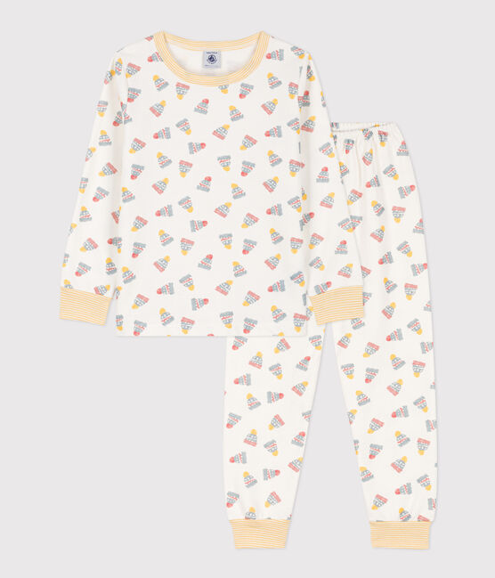 Pijama de felpa gorro para niño/niña blanco MARSHMALLOW/blanco MULTICO
